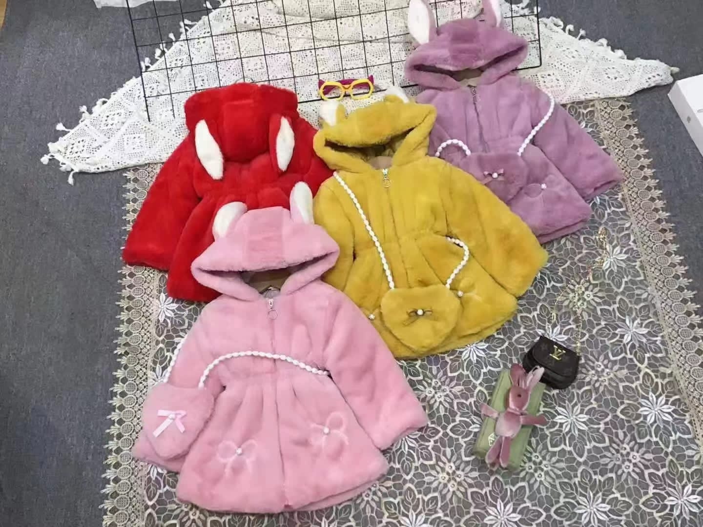 Baby Fluffy Hooded Teddy Coat With Bag