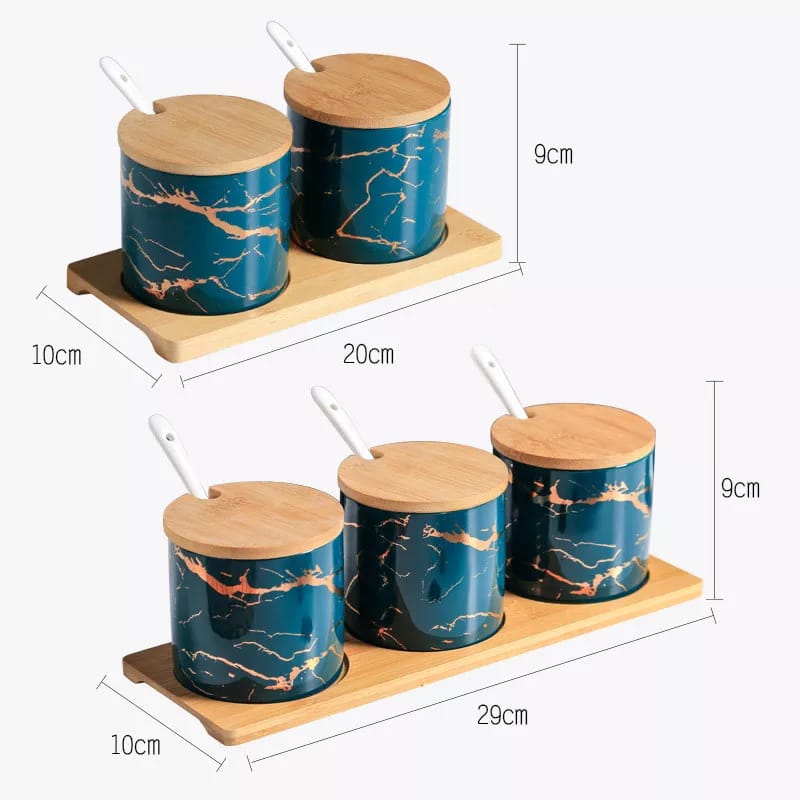 Generic Modern Ceramic Spice Bowl Airtight Lids Set of 3
