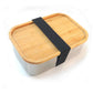 Stainless Steel Lunch Box with Square Bamboo Sushi Box with  Wooden Lid