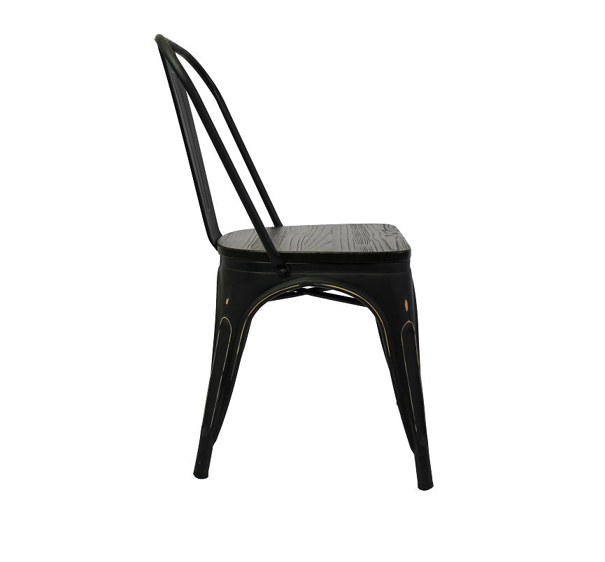 Retro Metal Chair - Metal finish Wood Seat