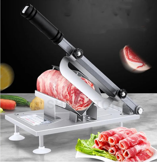 Meat Slicer Hand Slicing Machine Stainless Steel Frozen Beef Mutton Bacon Meat cutter Vegetable Fruit meat cleaver for Home Kitchen and Commercial Use (Sliver)