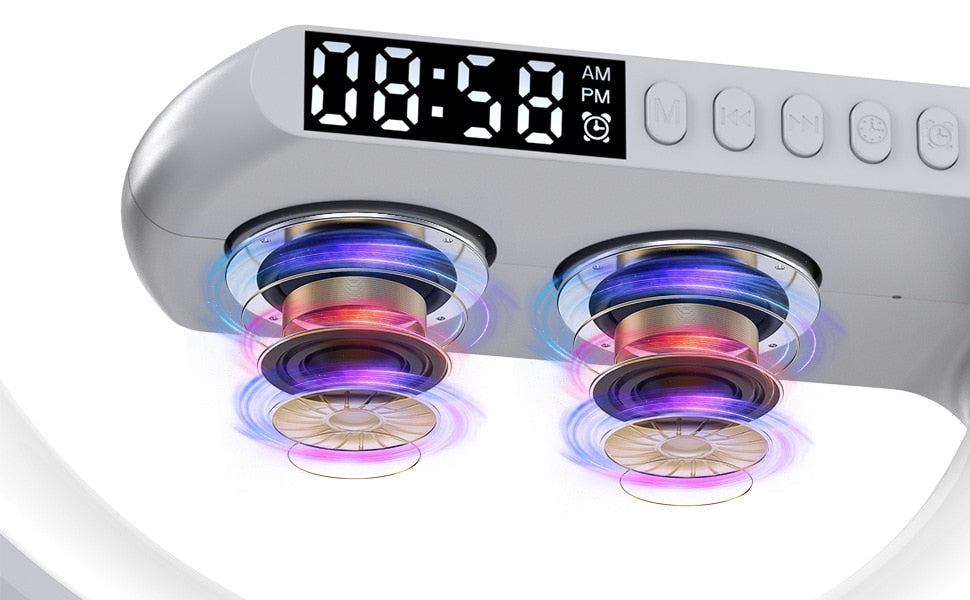 LED Night Light RGB Atmosphere Desk Lamp Multifunctional Wireless Charger Alarm Clock Speaker APP Control for iPhone /Samsung