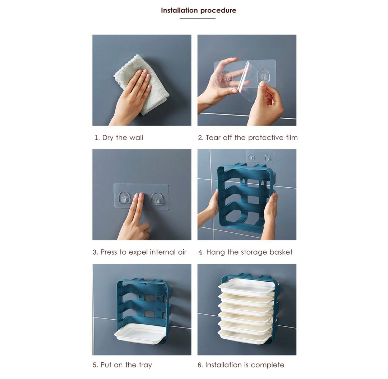 New 6 Layers Wall-mounted Dish Organizer Rack Kitchen Fruit Vegetable Storage Holder Wall-hanging  Shelves Pantry Organizer Box