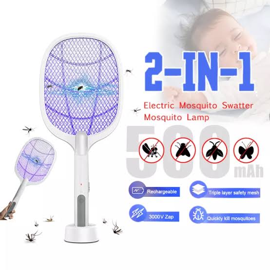 NEW 2 in 1 Electronic Mosquito Swatter and Mosquito Killer Lamp Rechargeable Mosquitoes Trap Lamp & Mosquito Racket Anti-mosquito Household