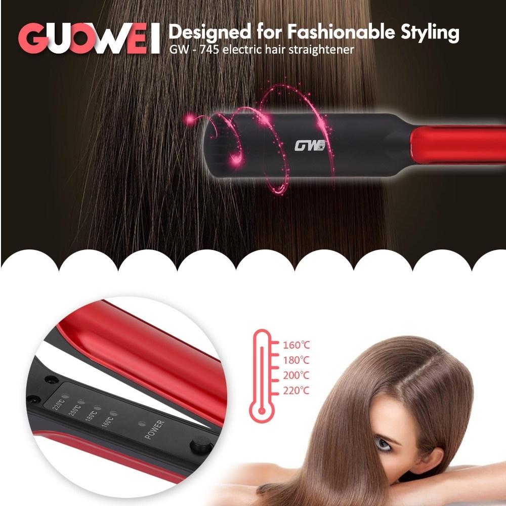 Guowei GW-745 Electric Hair Straightener Flat Coating Styling Tool Iron With Smooth Thermostatic Plate Fast Heating Hair Splint