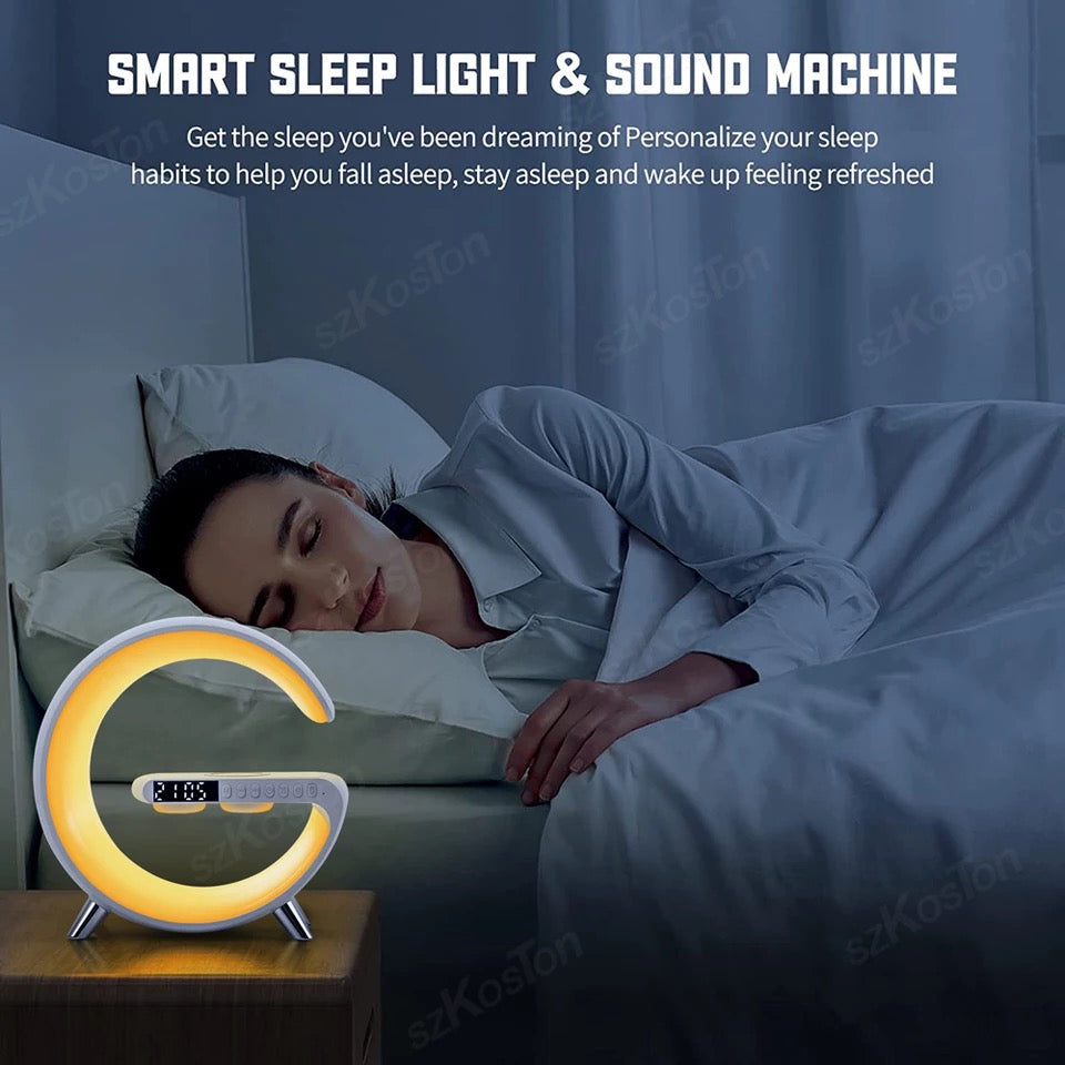 LED Night Light RGB Atmosphere Desk Lamp Multifunctional Wireless Charger Alarm Clock Speaker APP Control for iPhone /Samsung