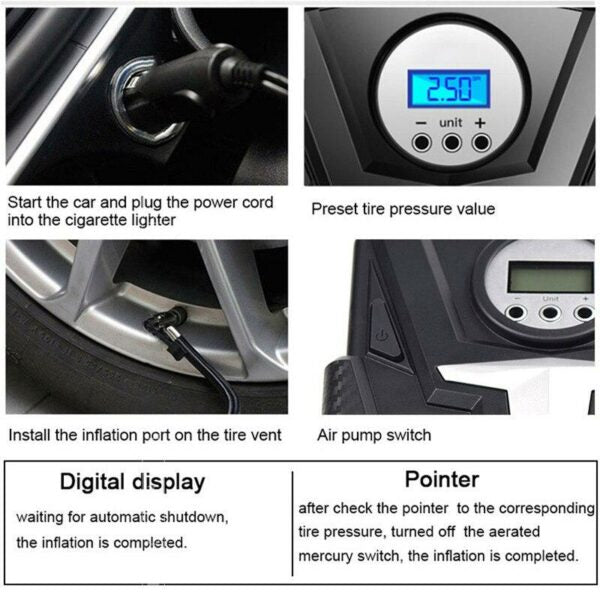 Portable Car Air Pump Compressor For Motorcycles Bicycles And Car Accessories 12V