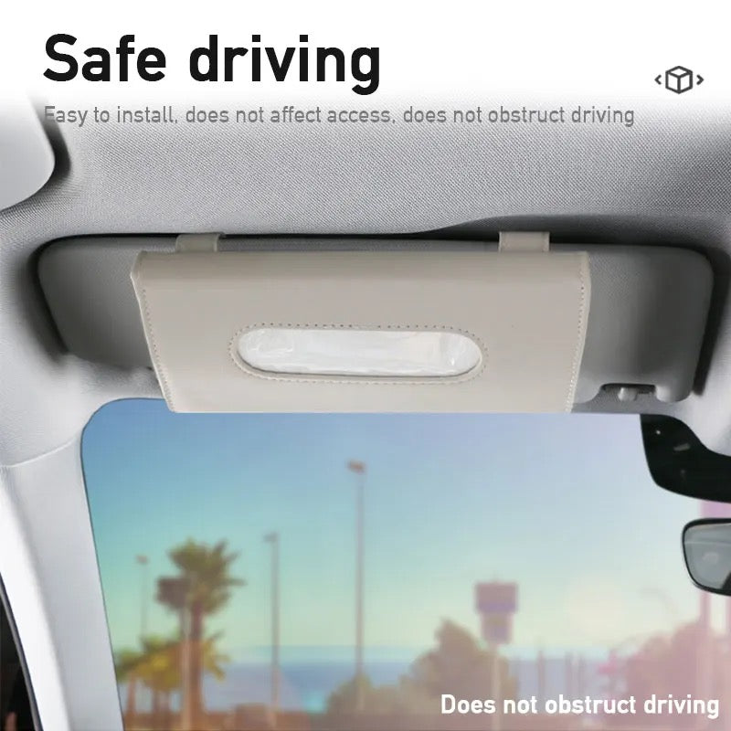 Car Tissue Box PU Leather Auto Sun Visor Paper Holder