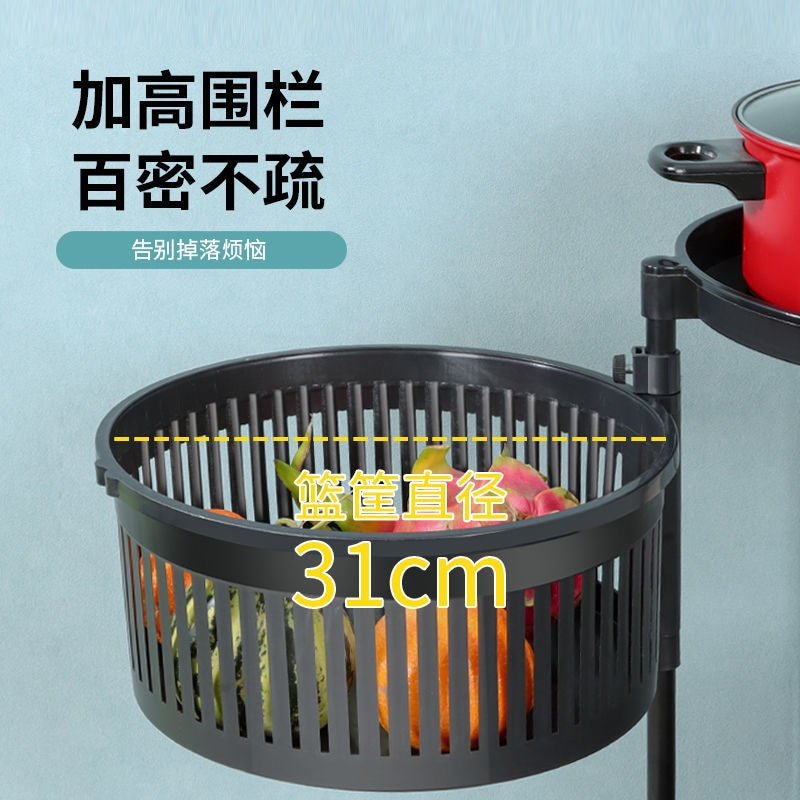 Kitchen shelf installation-free household multi-layer rotatable floor fruit and vegetable storage