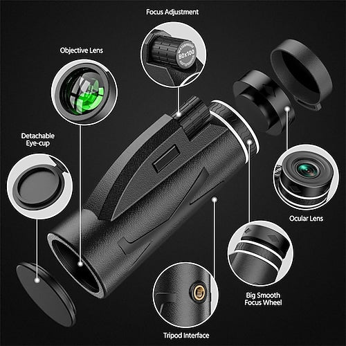 Monocular Telescope High Power Prism Monocular HD Dual 80x100