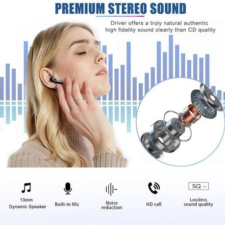 Bluetooth V5.1 Wireless Waterproof Headset with Active Noise Reduction