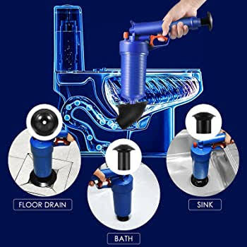 Sewer Cleaner High Pressure Air Drain Toilet Cleaner Sink Pipe Hair Remover Drill Plunger Tool Kitchen Cleaning Tools Set