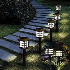 Solar Powered LED Light Outdoor Rain-proof Walkway Yard Garden Lamp 6pc Set