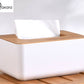 Small Bamboo Tissue Box - White