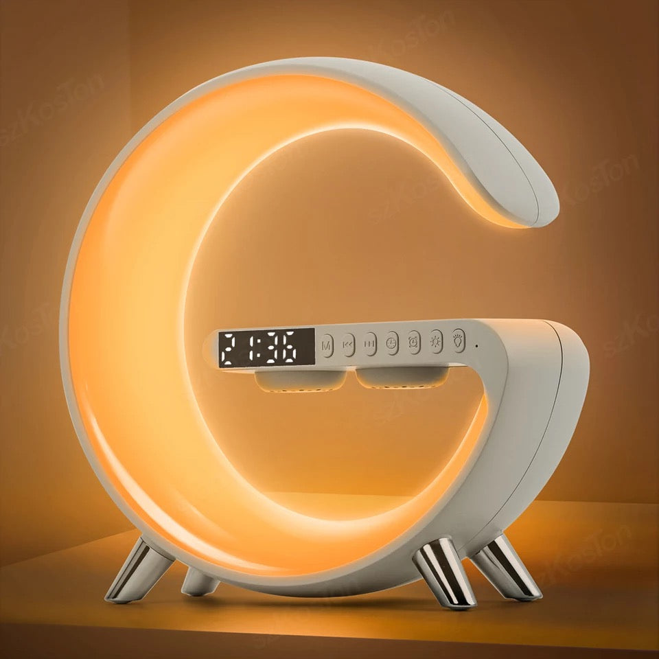 LED Night Light RGB Atmosphere Desk Lamp Multifunctional Wireless Charger Alarm Clock Speaker APP Control for iPhone /Samsung