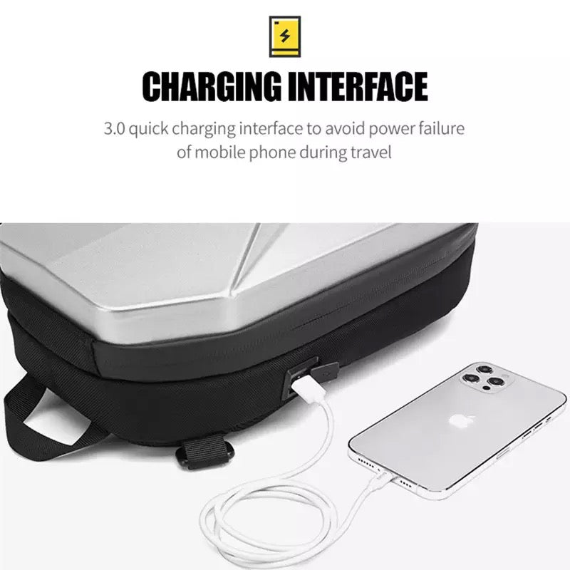 Hard Shell Chest Bag Male Waterproof Shoulder Bags Men Fashion Short Trip Messenger Bag USB Charging Crossbody Bag Teenage