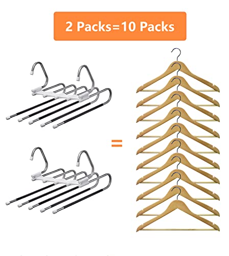 Steel Clothes Pants Hangers ，Anti-Slip Design,Clothes Closet Storage Organizer for Pants Jeans Trousers Skirts Scarf (White)