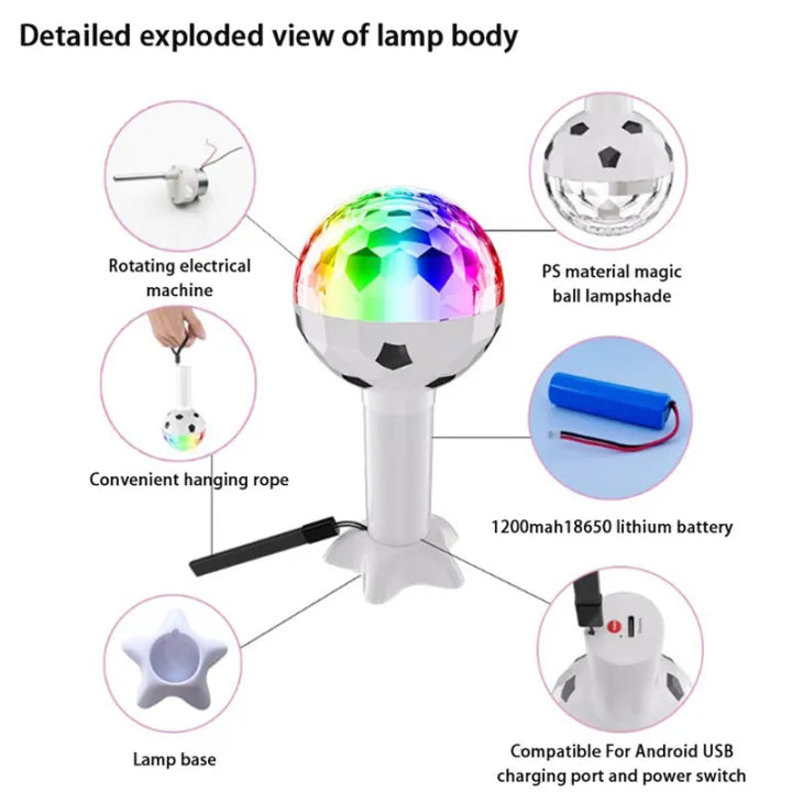 Rechargeable USB LED Football bulb ball Magic ball lamp Music lamp karaoke DJ disco ballroom Multiple colors