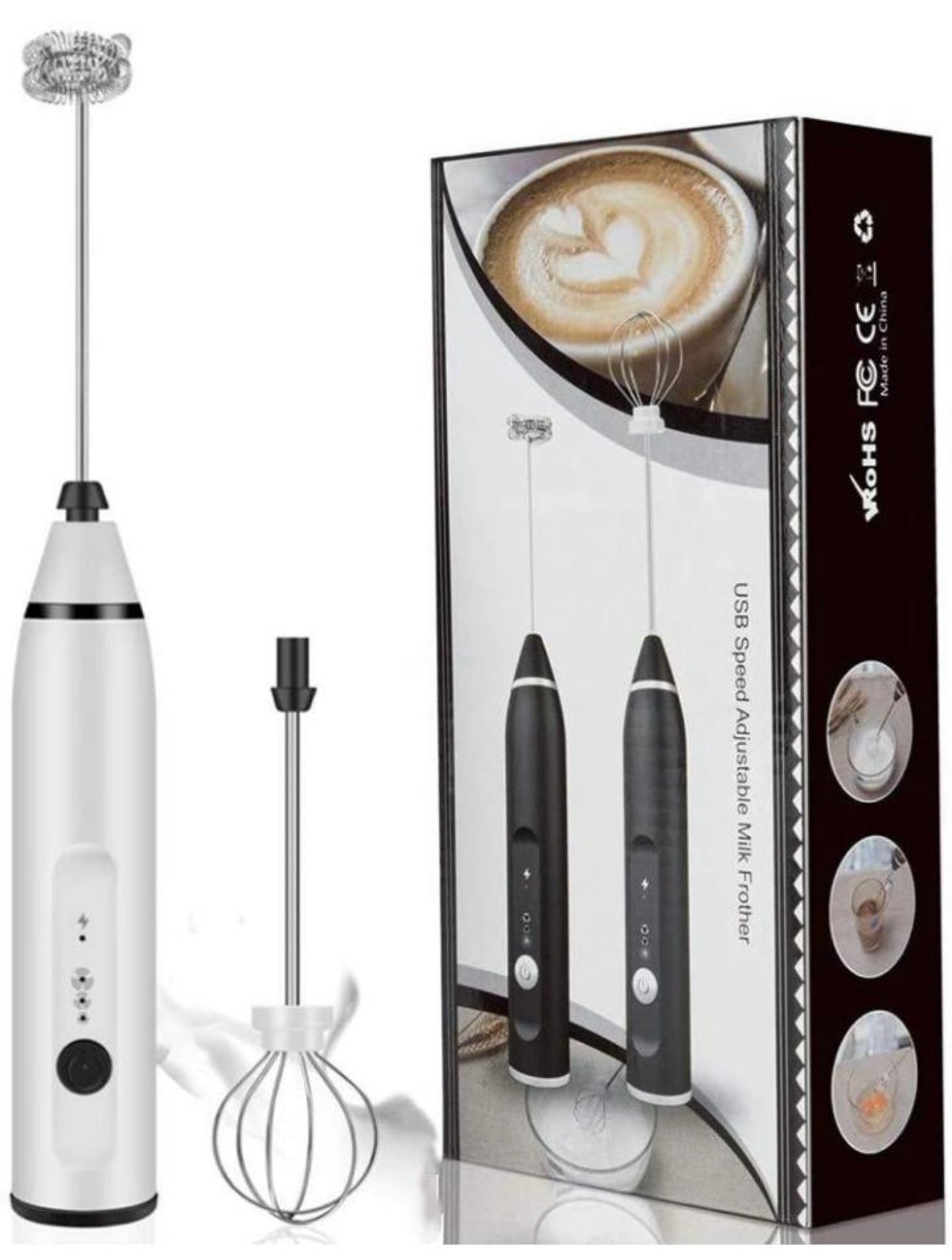 Milk Frother Rechargeable 2-1