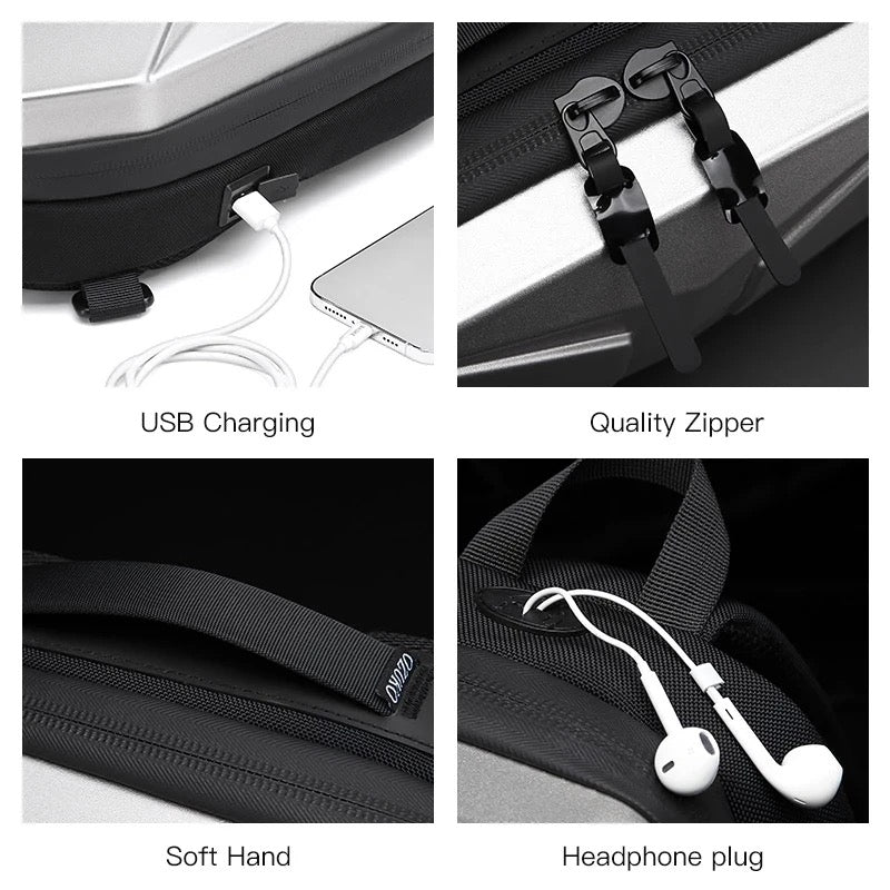 Hard Shell Chest Bag Male Waterproof Shoulder Bags Men Fashion Short Trip Messenger Bag USB Charging Crossbody Bag Teenage