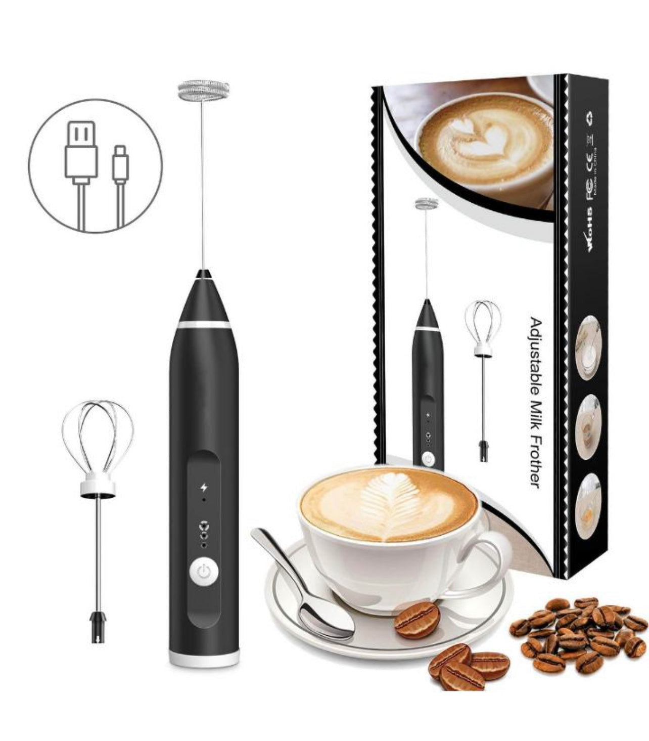 Milk Frother Rechargeable 2-1