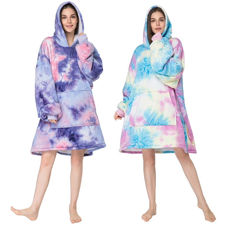 Huggle Kids Multi-Colour Oversized Hoodie Blanket – Sherpa Fleece, One Size, Super Soft & Lightweight