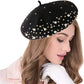 Winter Warm Rhinestone Pearl Beret Beanie Hat Classic French Berets Casual Caps Wool Winter Beanie Caps for Women Girl Hat