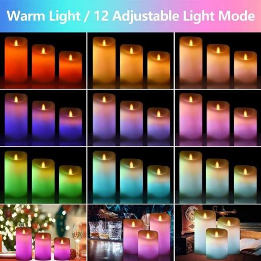 MART 3 Pcs/Set Flameless LED Candle Light Smokeless for Christmas Party Wedding Safety Home Cafe Bar Deco