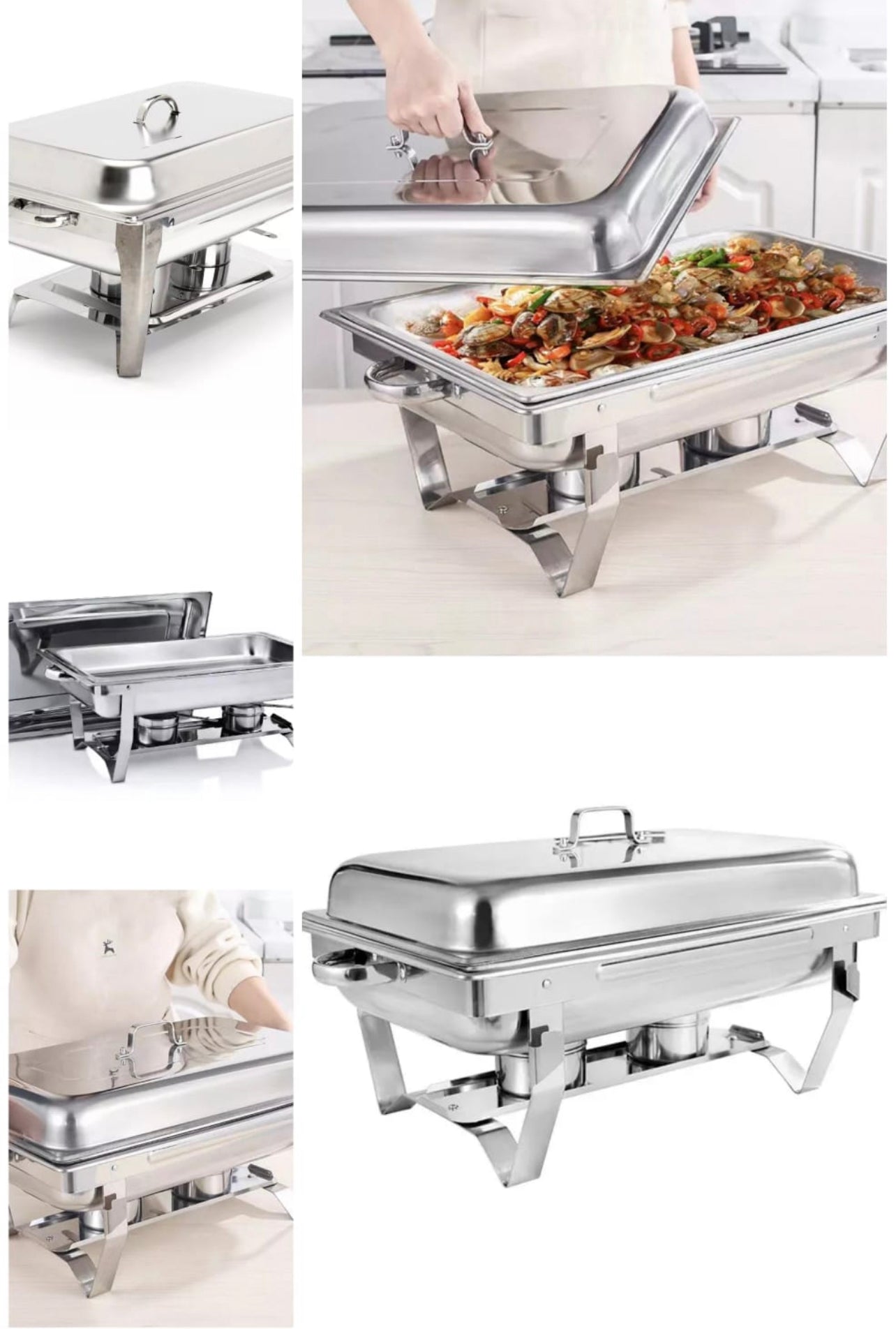 Stainless Steel Chafing Dish 10L – Single Tray Buffet Warmer with Lid, Frame & 2 Fuel Holders