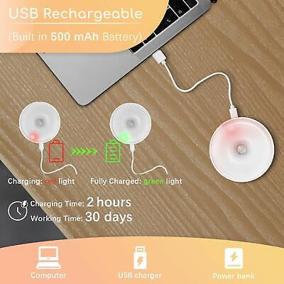 LED Motion Sensor Lights Wireless Night Light Rechargeable Cabinet Stair Lamp