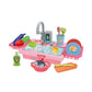 Toddler Kitchen Pretend Dishwashing Sink Set with Dishes Toy - Pink