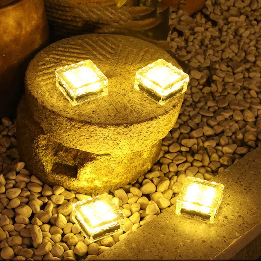 Solar Brick Lights Outdoor Solar Ice Cube Lights Landscape Path Light for Outdoor Garden Courtyard Pathway Christmas Decor