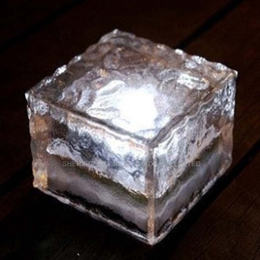 Solar Powered LED Stone Shape Outdoor Garden Ice Cube Brick Lamp