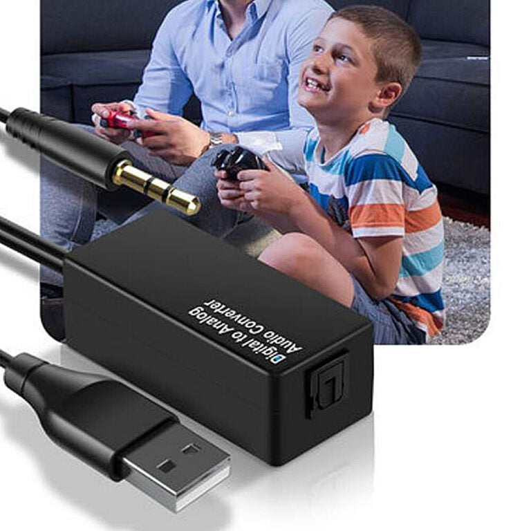 Audio Stereo DAC Digital to Analog Optical Fiber Converter USB Decoder Adapter 3.5mm Jack