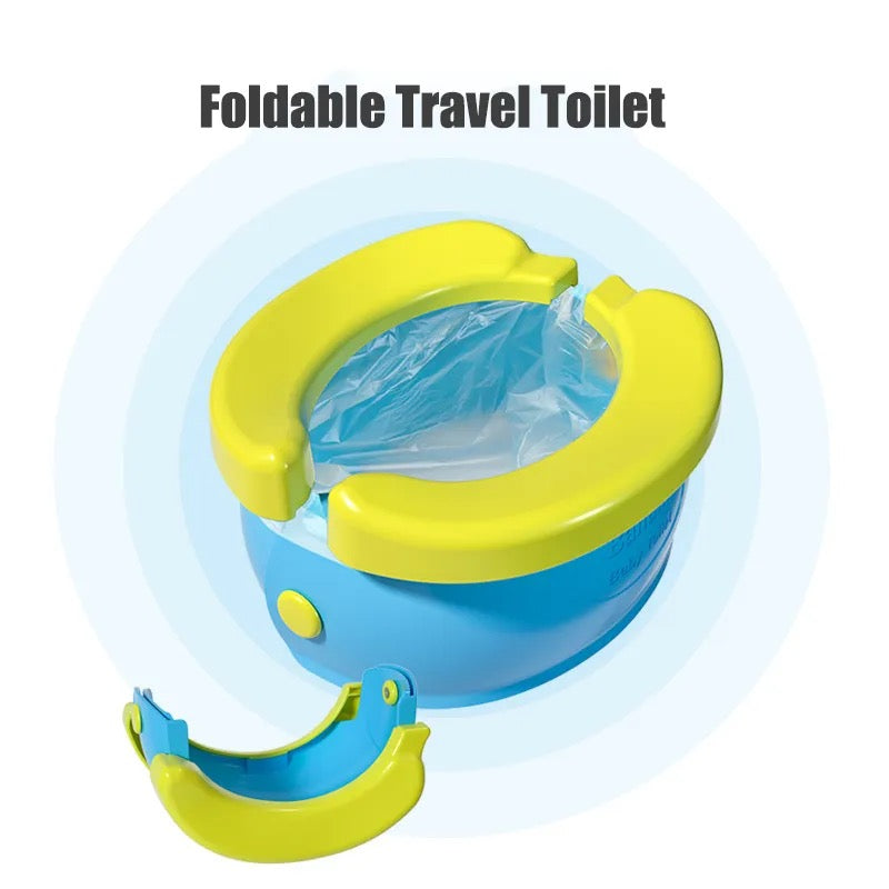 Baby Infant Chamber Pots Foldaway Infant Toilet Training Seat Car Travel Potty Rings with Urine Bag Lightweight Toilet Portable
