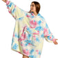 Huggle Kids Multi-Colour Oversized Hoodie Blanket – Sherpa Fleece, One Size, Super Soft & Lightweight