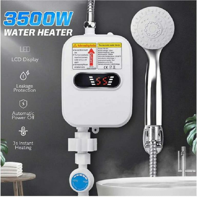 Mini Electric Tankless Water Heater with LED Temperature Display & Shower Head
