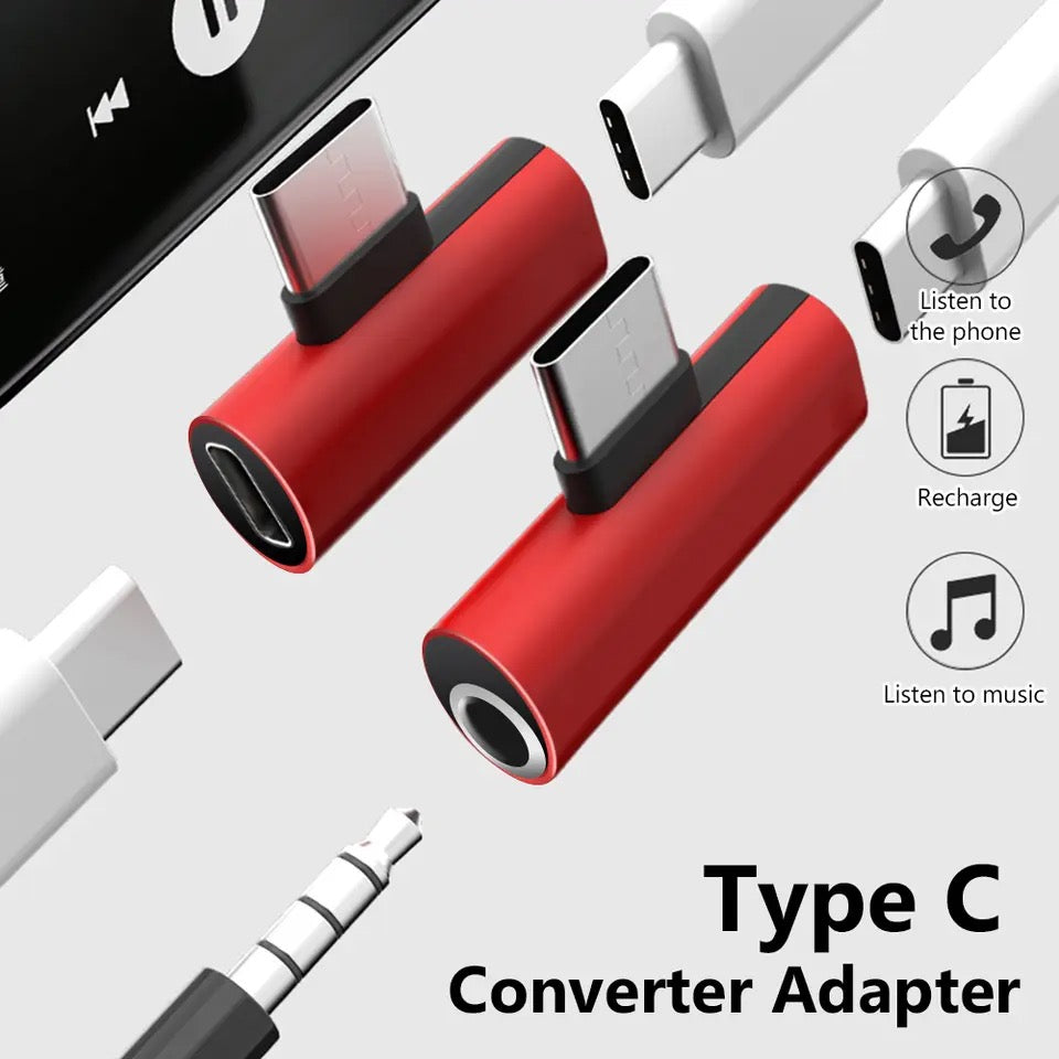 Type C Male To Micro USB To 3.5mm Male connector