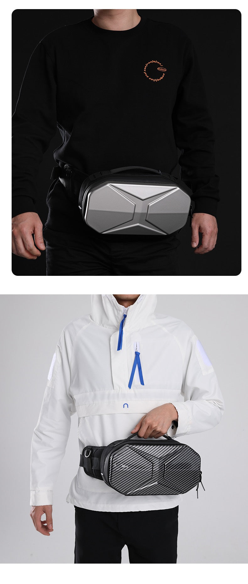 Hard Shell Chest Bag Male Waterproof Shoulder Bags Men Fashion Short Trip Messenger Bag USB Charging Crossbody Bag Teenage