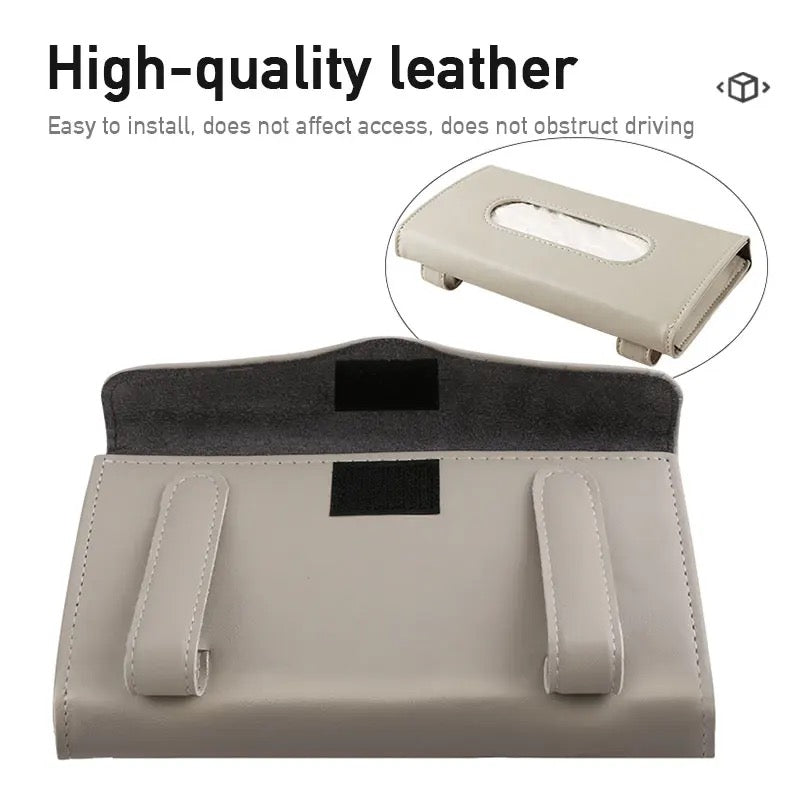 Car Tissue Box PU Leather Auto Sun Visor Paper Holder