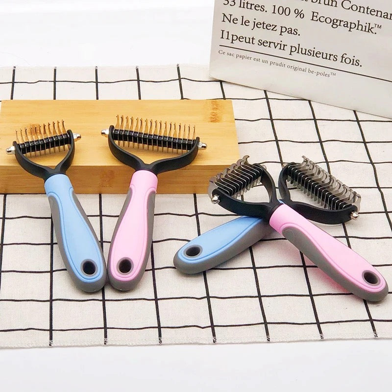 2-in-1 Hair Removal Comb – Dematting & Deshedding Grooming Tool for Dogs