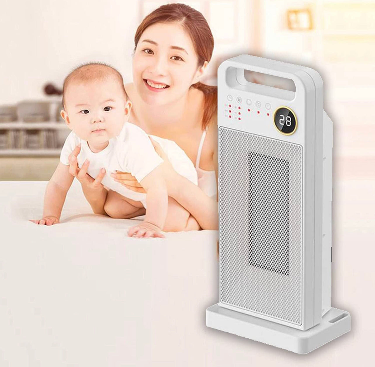 Portable Indoor Fan Heater with Temperature Display Electric Room Heater with 3 Modes Thermostat Heater Energy Saving