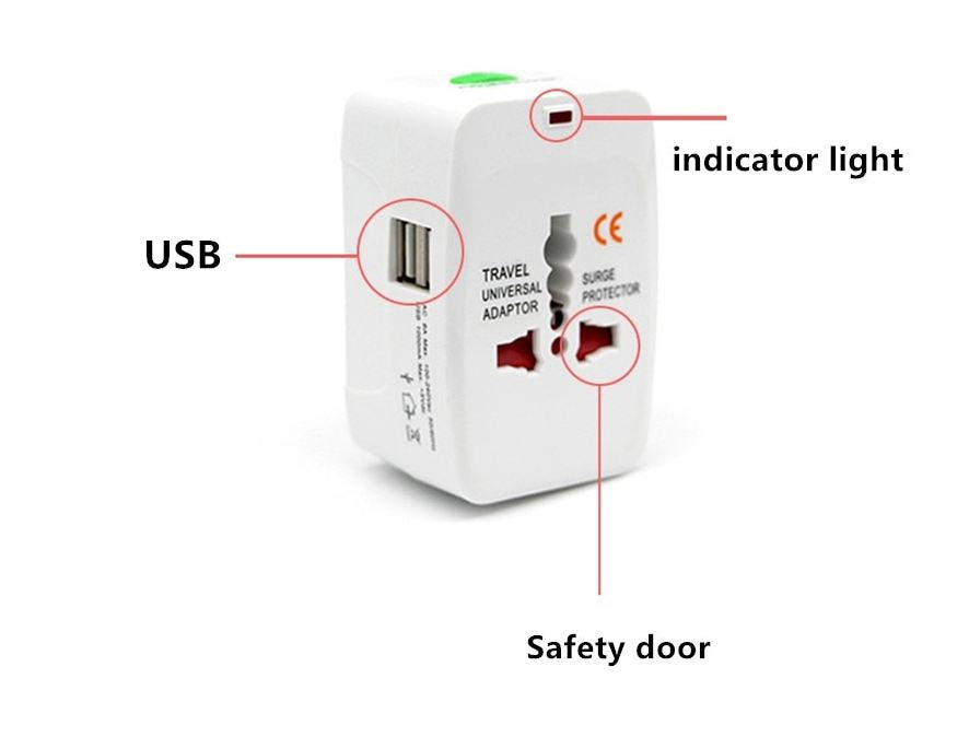 Universal Travel Adapter 1500Mah With Dual USB Port