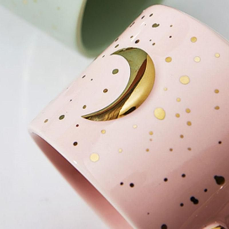 Ceramic Mug Golden Moon And Sun Design