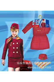 Baby Girls Costume Cabin Crew Air Hostess Costume for Kids Girls Pretend Dress up Role Play 4pcs Set (3-8 Years, 80-110cm)