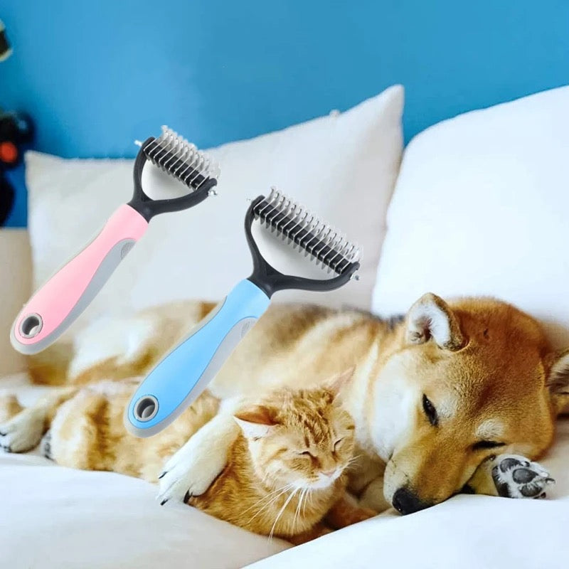 2-in-1 Hair Removal Comb – Dematting & Deshedding Grooming Tool for Dogs