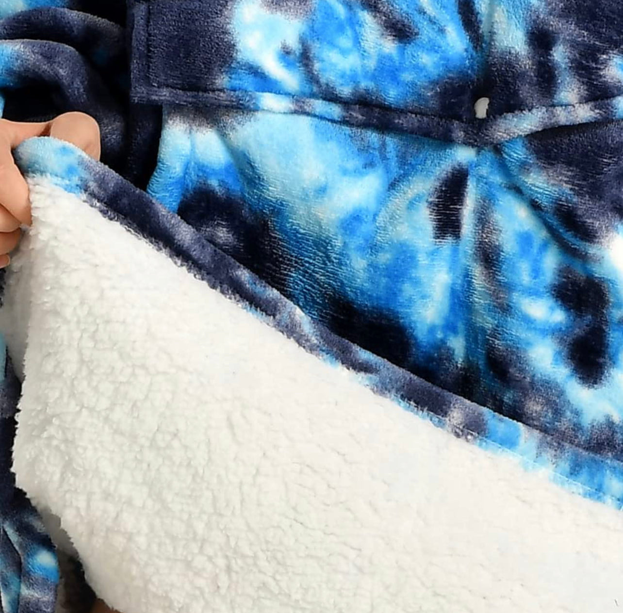 Huggle Kids Multi-Colour Oversized Hoodie Blanket – Sherpa Fleece, One Size, Super Soft & Lightweight