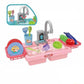 Toddler Kitchen Pretend Dishwashing Sink Set with Dishes Toy - Pink