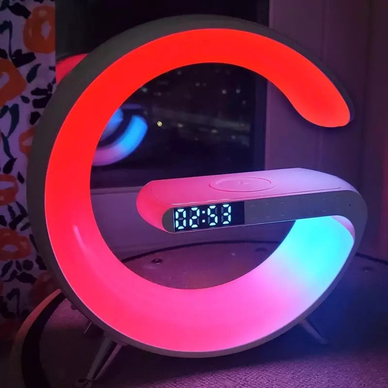 LED Night Light RGB Atmosphere Desk Lamp Multifunctional Wireless Charger Alarm Clock Speaker APP Control for iPhone /Samsung