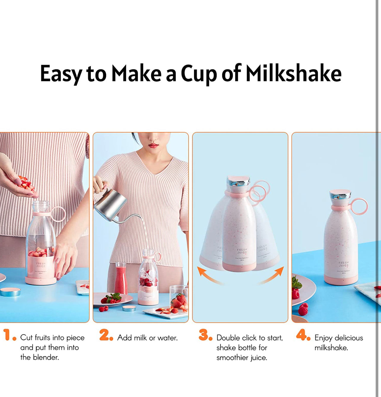 Portable Mini Fast Blender 380ml Juicer Cup with Wireless Charger